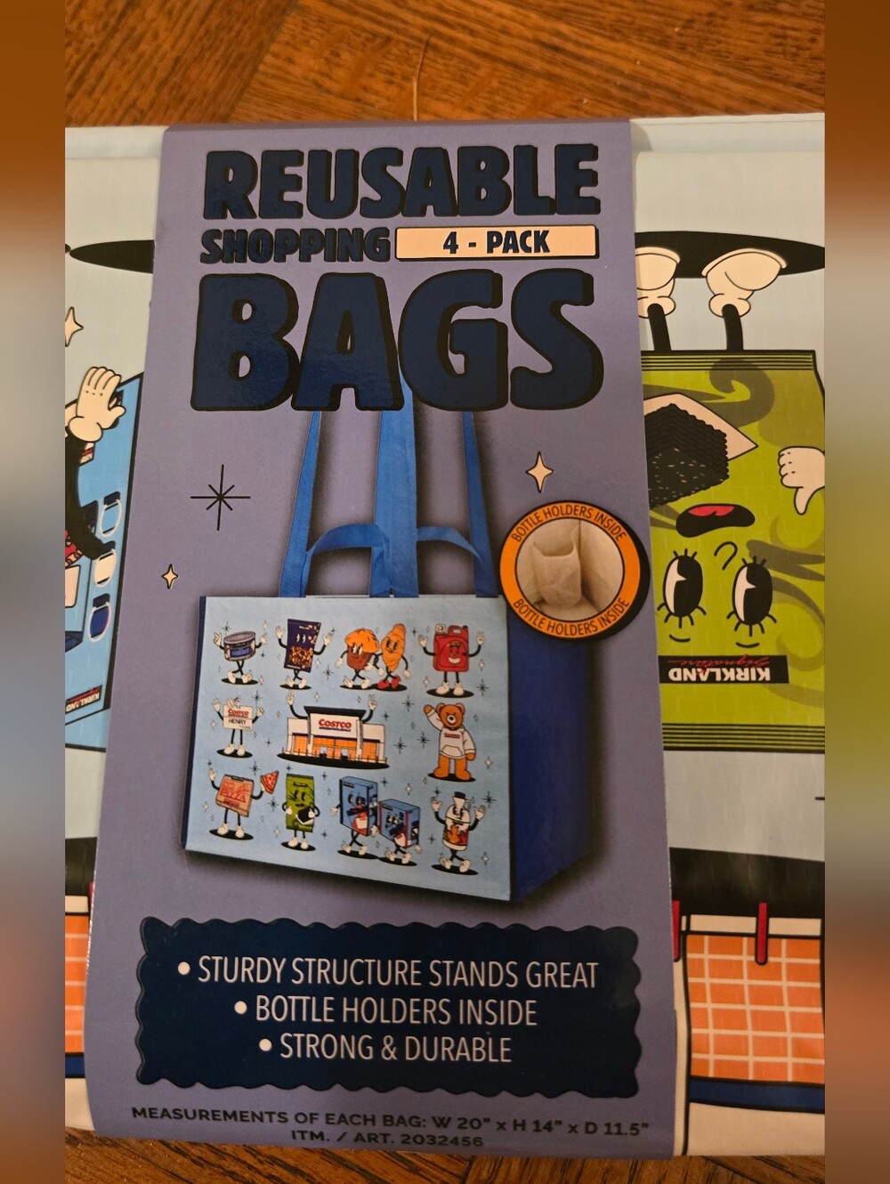 COSTCO KEEP COOL REUSABLE CHARACTER TOTE SHOPPING BAGS -4 BAGS -LARGE HEAVY DUTY